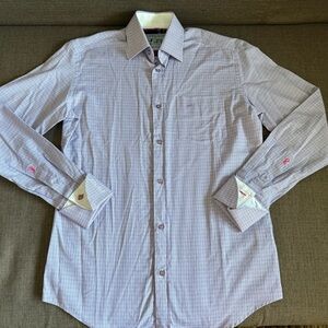Moods of Norway Men's Purple Checkered Dress Shirt